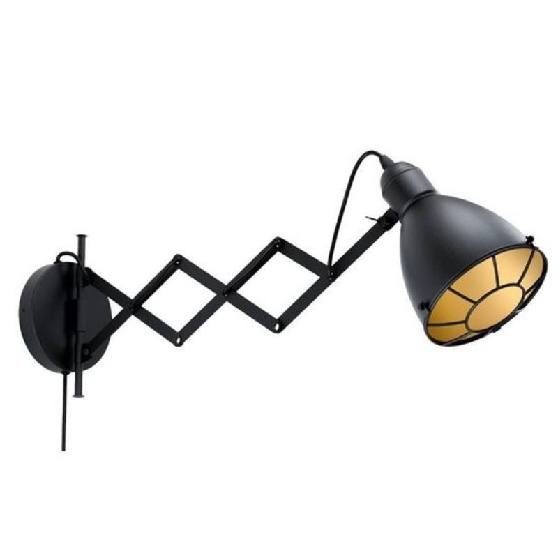 TREBURLEY LAMPADA DA PARETE CON BRACCIO A PANTOGRAFO METALLO NERO LAMPADINA ATTACCO E27