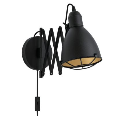 TREBURLEY LAMPADA DA PARETE CON BRACCIO A PANTOGRAFO METALLO NERO LAMPADINA ATTACCO E27