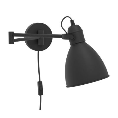 SAN PERI LAMPADA DA PARETE CON BRACCIO ORIENTABILE IN METALLO NERO MODERNA LAMPADINA ATTACCO E27