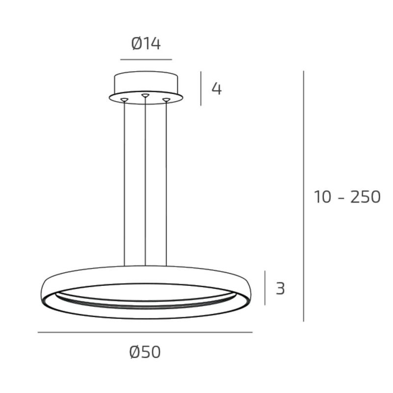 PLANA SOSPENSIONE CIRCOLARE D50 CM LED 25W LUCE CCT 3000K-3500K-4000K METALLO 3 COLORI MODERNA