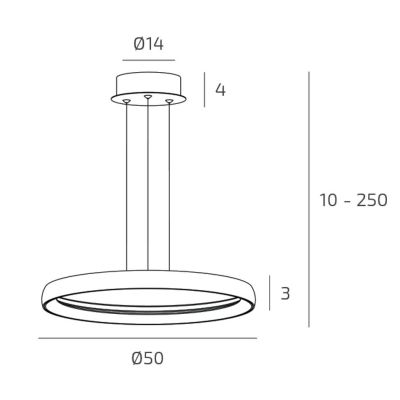 PLANA SOSPENSIONE CIRCOLARE D50 CM LED 25W LUCE CCT 3000K-3500K-4000K METALLO 3 COLORI MODERNA