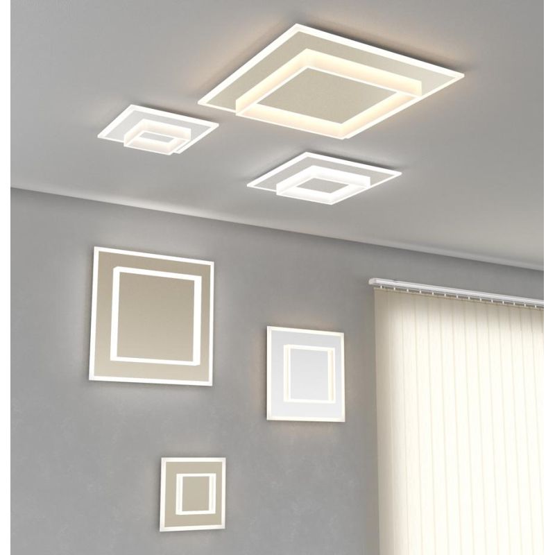 WISH APPLIQUE PLAFONIERA 3 MISURE LED INTEGRATO LUCE CCT 3000K-3500K-4000K BIANCA O SABBIA MODERNA
