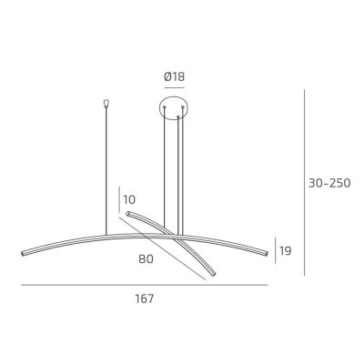 KAWAII SOSPENSIONE MODERNA LED 43W LUCE CCT 3000K-3500K-4000K DIMMERABILE NERA O ORO ORIGINALE