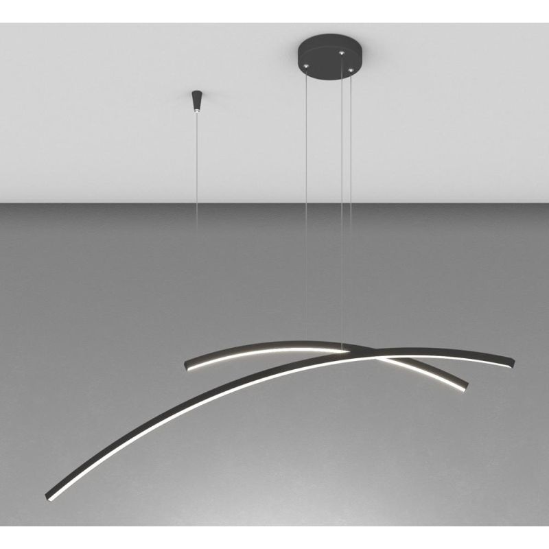 KAWAII SOSPENSIONE MODERNA LED 43W LUCE CCT 3000K-3500K-4000K DIMMERABILE NERA O ORO ORIGINALE