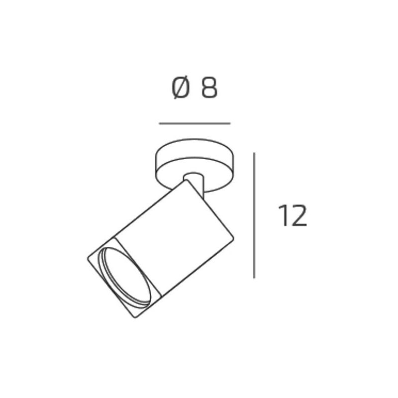 KIBO FARETTO QUADRATO DA SOFFITTO O PARETE ORIENTABILE METALLO 3 COLORI LAMPADINA ATTACCO GU10