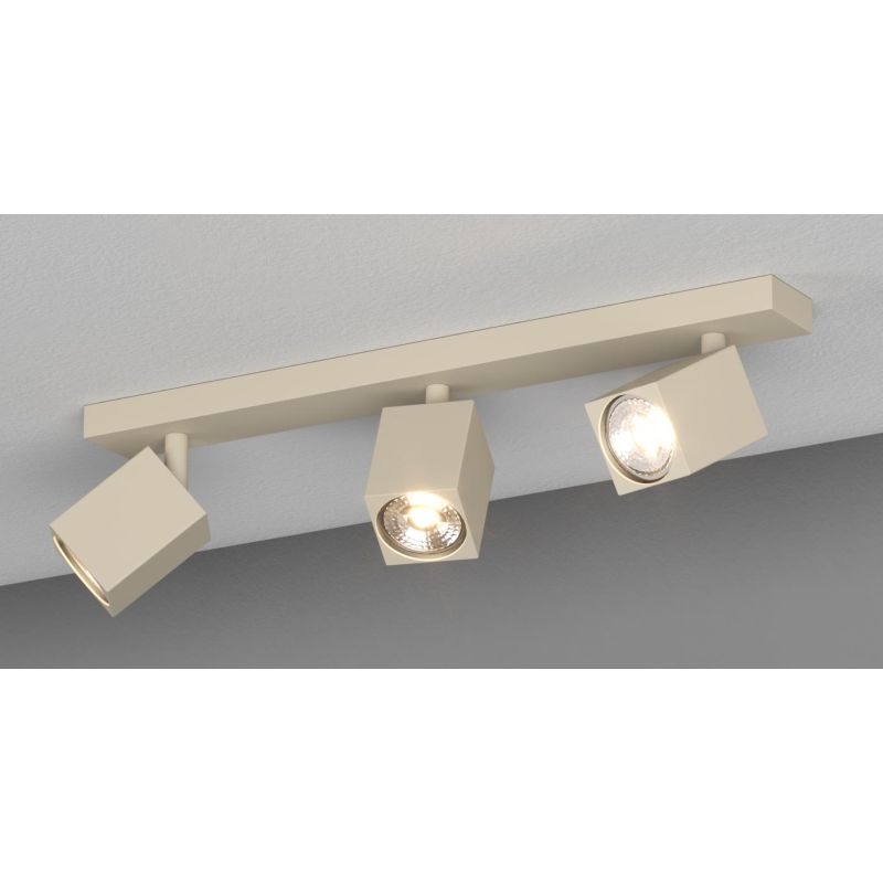 KIBO FARETTO A 3 LUCI CON SPOT QUADRATI ORIENTABILI DA SOFFITTO O PARETE 3 COLORI LAMPADINE ATTACCO GU10
