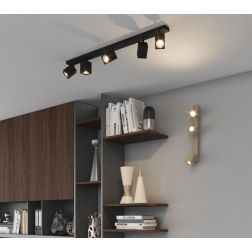 KIBO FARETTO A 3 LUCI CON SPOT QUADRATI ORIENTABILI DA SOFFITTO O PARETE 3 COLORI LAMPADINE ATTACCO GU10 2