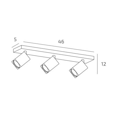 KIBO FARETTO A 3 LUCI CON SPOT QUADRATI ORIENTABILI DA SOFFITTO O PARETE 3 COLORI LAMPADINE ATTACCO GU10
