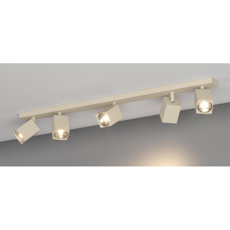 KIBO FARETTO A 5 LUCI CON SPOT QUADRATI ORIENTABILI DA SOFFITTO O PARETE 3 COLORI LAMPADINE ATTACCO GU10