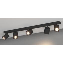 KIBO FARETTO A 5 LUCI CON SPOT QUADRATI ORIENTABILI DA SOFFITTO O PARETE 3 COLORI LAMPADINE ATTACCO GU10