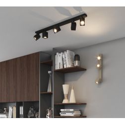 KIBO FARETTO A 5 LUCI CON SPOT QUADRATI ORIENTABILI DA SOFFITTO O PARETE 3 COLORI LAMPADINE ATTACCO GU10 2