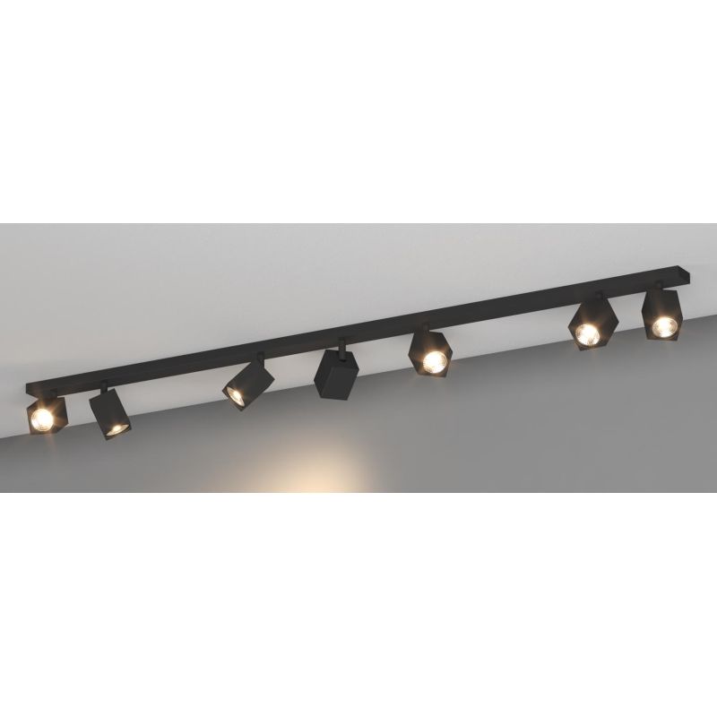 KIBO FARETTO A 7 LUCI CON SPOT QUADRATI ORIENTABILI DA SOFFITTO O PARETE 3 COLORI LAMPADINE ATTACCO GU10