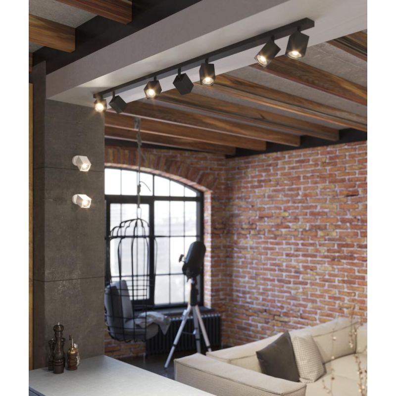 KIBO FARETTO A 7 LUCI CON SPOT QUADRATI ORIENTABILI DA SOFFITTO O PARETE 3 COLORI LAMPADINE ATTACCO GU10