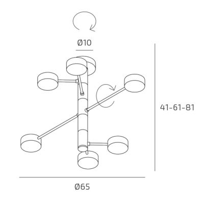OCTOPUS SOSPENSIONE PLAFONIERA 6 LUCI ORIENTABILE IN 3 COLORI MODERNA LAMPADINE ATTACCO GX53