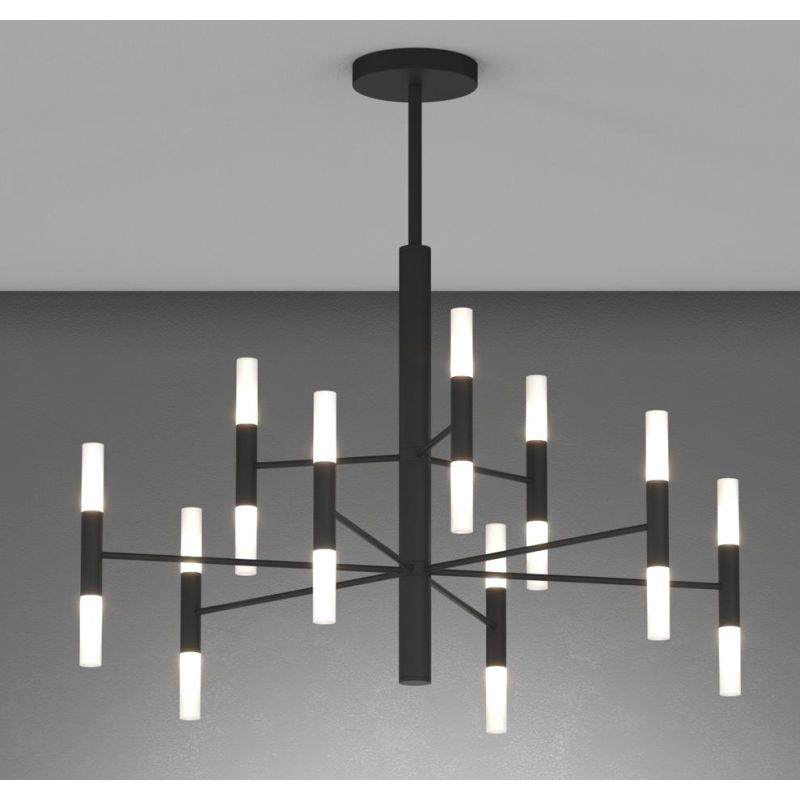 SPACE LAMPADARIO D80 CM METALLO NERO O SABBIA BI-EMISSIONE DI LUCE 18 LAMPADINE ATTACCO G9 MODERNO