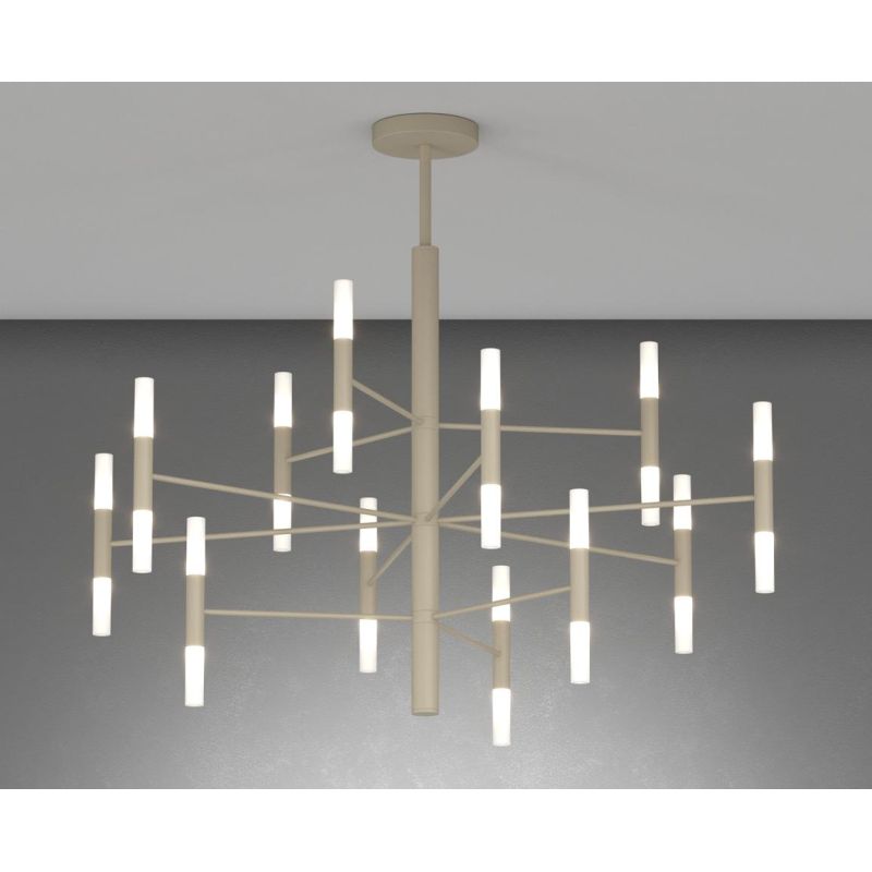 SPACE LAMPADARIO D100 CM METALLO NERO O SABBIA BI-EMISSIONE DI LUCE 24 LAMPADINE ATTACCO G9 MODERNO