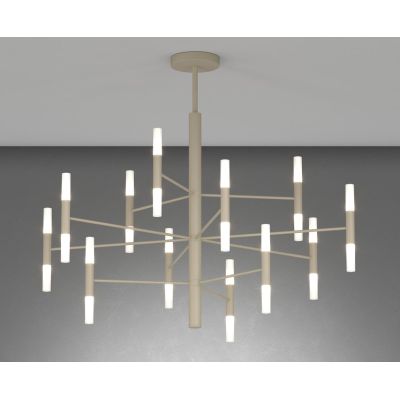 SPACE LAMPADARIO D100 CM METALLO NERO O SABBIA BI-EMISSIONE DI LUCE 24 LAMPADINE ATTACCO G9 MODERNO