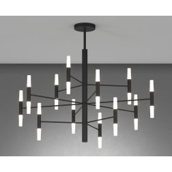SPACE LAMPADARIO D100 CM METALLO NERO O SABBIA BI-EMISSIONE DI LUCE 24 LAMPADINE ATTACCO G9 MODERNO 2