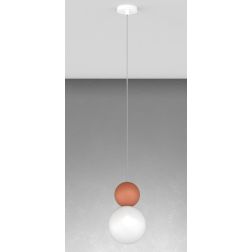 COTTAGE SOSPENSIONE SINGOLA CON DIFFUSORE A SFERA IN VETRO E METALLO 3 COLORI CON LAMPADINA ATTACCO G9 2