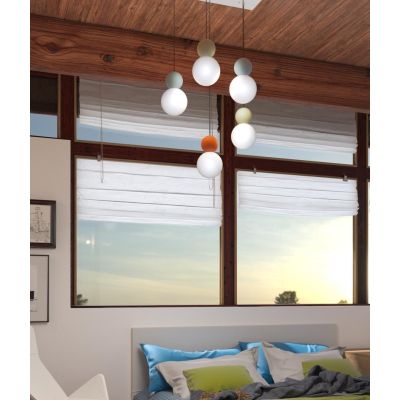 COTTAGE SOSPENSIONE RETTANGOLARE 5 LUCI DIFFUSORI A SFERA IN VETRO E METALLO 3 COLORI CON LAMPADINE G9