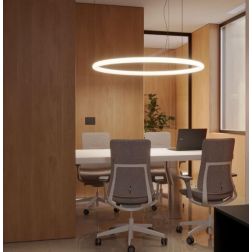 HALLEY SOSPENSIONE CIRCOLARE A LED 5 MISURE LUCE CCT 2700-3000-4000K DIMMERABILE METALLO BIANCO E ACRILICO