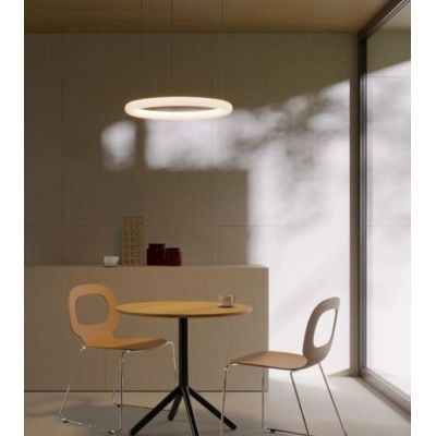 HALLEY SOSPENSIONE CIRCOLARE A LED 5 MISURE LUCE CCT 2700-3000-4000K DIMMERABILE METALLO BIANCO E ACRILICO