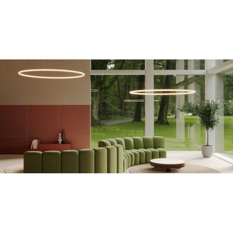 HALLEY SOSPENSIONE CIRCOLARE A LED 5 MISURE LUCE CCT 2700-3000-4000K DIMMERABILE METALLO BIANCO E ACRILICO