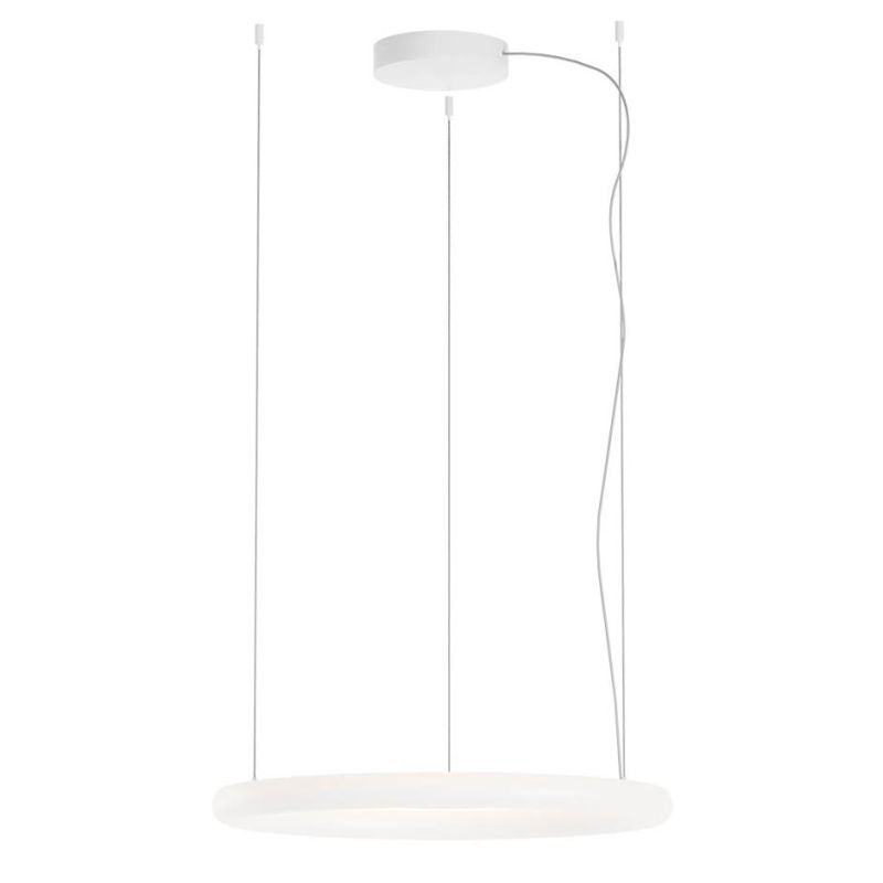 HALLEY SOSPENSIONE CIRCOLARE A LED 5 MISURE LUCE CCT 2700-3000-4000K DIMMERABILE METALLO BIANCO E ACRILICO