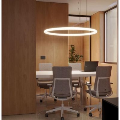 HALLEY SOSPENSIONE CIRCOLARE A LED 5 MISURE LUCE CCT 2700-3000-4000K DIMMERABILE METALLO BIANCO E ACRILICO