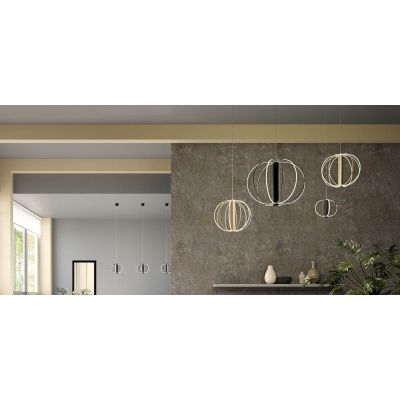 MOSS SOSPENSIONE ROTONDA 3 MISURE NERA O ORO LED INTEGRATO LUCE 3000K DIMMERABILE MODERNA