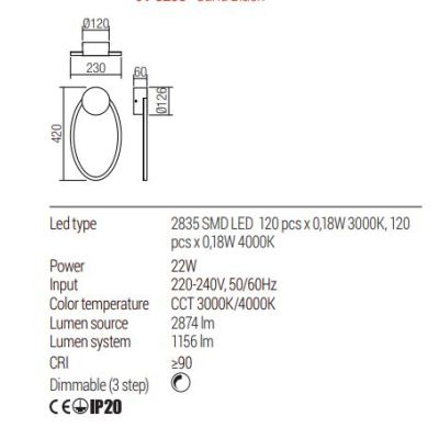LEO APPLIQUE OVALE 2 MISURE LUCE LED INDIRETTA CCT 3000K-4000K DIMMERABILE ALLUMINIO 3 COLORI MODERNA