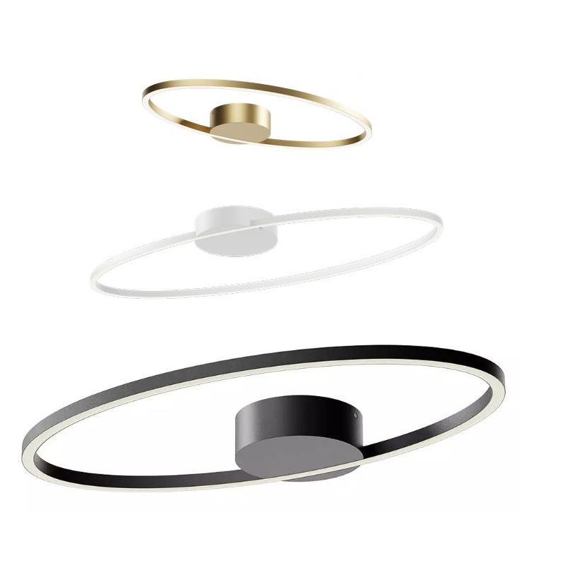 LEO PLAFONIERA OVALE 2 MISURE LED INTEGRATO CCT 3000K-4000K DIMMERABILE ALLUMINIO 3 COLORI MODERNA