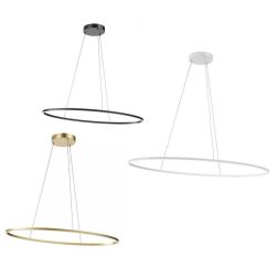 LEO SOSPENSIONE OVALE 2 MISURE LED INTEGRATO CCT 3000K-4000K DIMMERABILE ALLUMINIO 3 COLORI MODERNA