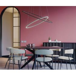 LEO SOSPENSIONE DOPPIA OVALE CON LED DA 108W  CCT 3000K-4000K DIMMERABILE ALLUMINIO 3 COLORI MODERNA