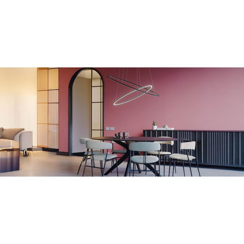 LEO SOSPENSIONE DOPPIA OVALE CON LED DA 108W  CCT 3000K-4000K DIMMERABILE ALLUMINIO 3 COLORI MODERNA