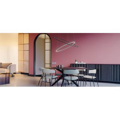LEO SOSPENSIONE DOPPIA OVALE CON LED DA 108W  CCT 3000K-4000K DIMMERABILE ALLUMINIO 3 COLORI MODERNA