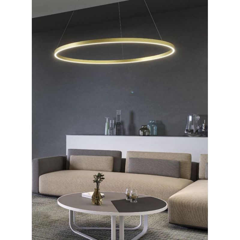 FEBE SOSPENSIONE SINGOLA D60 CM LED 37W LUCE 3000K-4000K DIMMERABILE ALLUMINIO 3 COLORI MODERNA