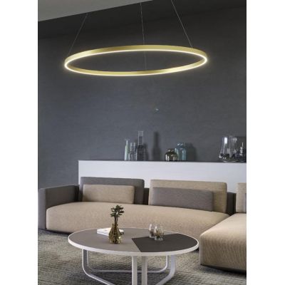 FEBE SOSPENSIONE SINGOLA D80 CM LED 50W LUCE 3000K-4000K DIMMERABILE ALLUMINIO 3 COLORI MODERNA