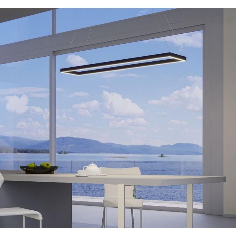 FEBE SOSPENSIONE RETTANGOLARE CM 120X30 LED 50W LUCE 3000K-4000K ALLUMINIO 3 COLORI MODERNA