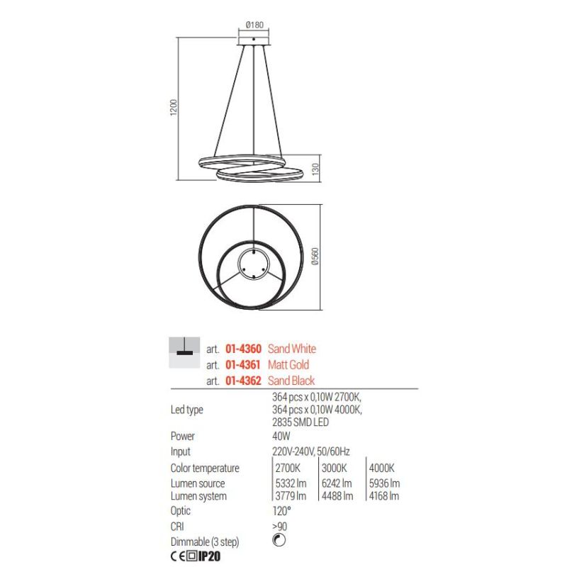 TORSION SOSPENSIONE MODERNA A LED IN 2 MISURE CCT 2700K-3000K-4000K DIMMERABILE ALLUMINIO 3 COLORI