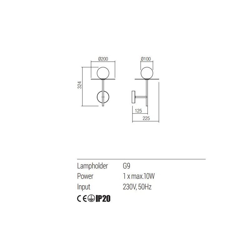 PLATO LAMPADA DA PARETE METALLO ORO O NERO ALTEZZA 32 CM DESIGN MODERNO LAMPADINA ATTACCO G9