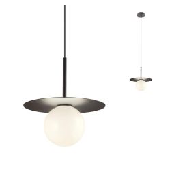 PLATO SOSPENSIONE SINGOLA 3 MISURE IN METALLO ORO O NERO DESIGN MODERNO LAMPADINA ATTACCO G9 2
