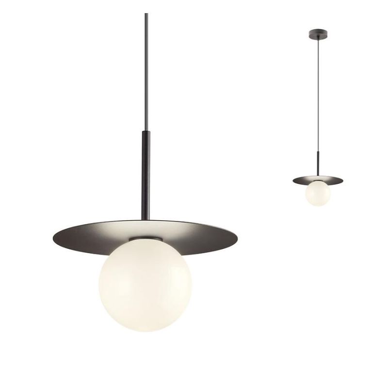 PLATO SOSPENSIONE SINGOLA 3 MISURE IN METALLO ORO O NERO DESIGN MODERNO LAMPADINA ATTACCO G9