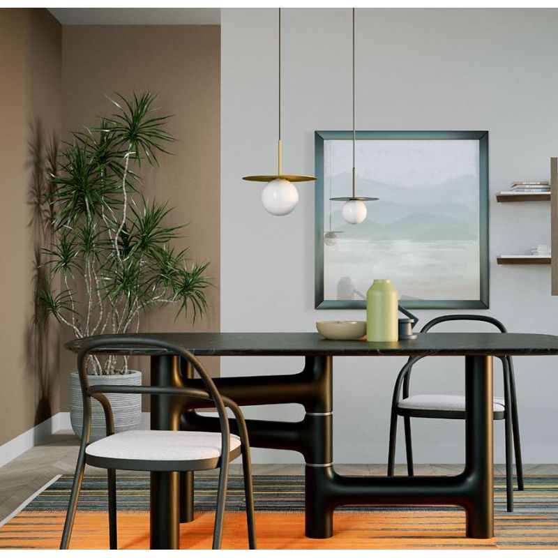 PLATO SOSPENSIONE SINGOLA 3 MISURE IN METALLO ORO O NERO DESIGN MODERNO LAMPADINA ATTACCO G9