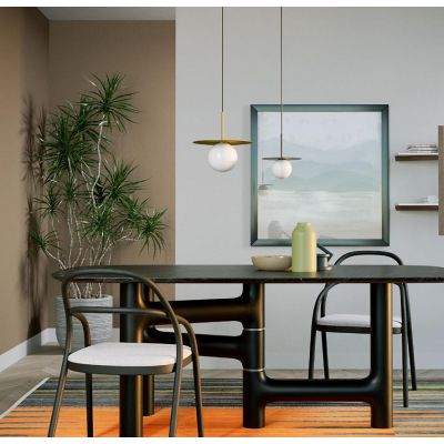 PLATO SOSPENSIONE SINGOLA 3 MISURE IN METALLO ORO O NERO DESIGN MODERNO LAMPADINA ATTACCO G9