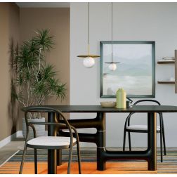 PLATO SOSPENSIONE SINGOLA 3 MISURE IN METALLO ORO O NERO DESIGN MODERNO LAMPADINA ATTACCO G9