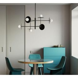 PLATO LAMPADARIO MODERNO 6 LUCI IN METALLO ORO O NERO ORIGINALE CON LAMPADINE ATTACCO G9