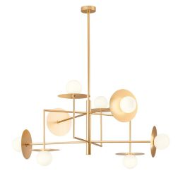 PLATO LAMPADARIO MODERNO 8 LUCI IN METALLO ORO O NERO ORIGINALE CON LAMPADINE ATTACCO G9 2