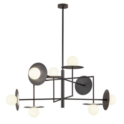 PLATO LAMPADARIO MODERNO 8 LUCI IN METALLO ORO O NERO ORIGINALE CON LAMPADINE ATTACCO G9