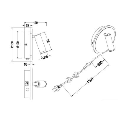 JORDAN APPLIQUE MODERNA CON SNODO ORIENTABILE A LED IN METALLO 3 FINITURE COLORE DOPPIA ILLUMINAZIONE TRIO LIGHTING - Cristalens